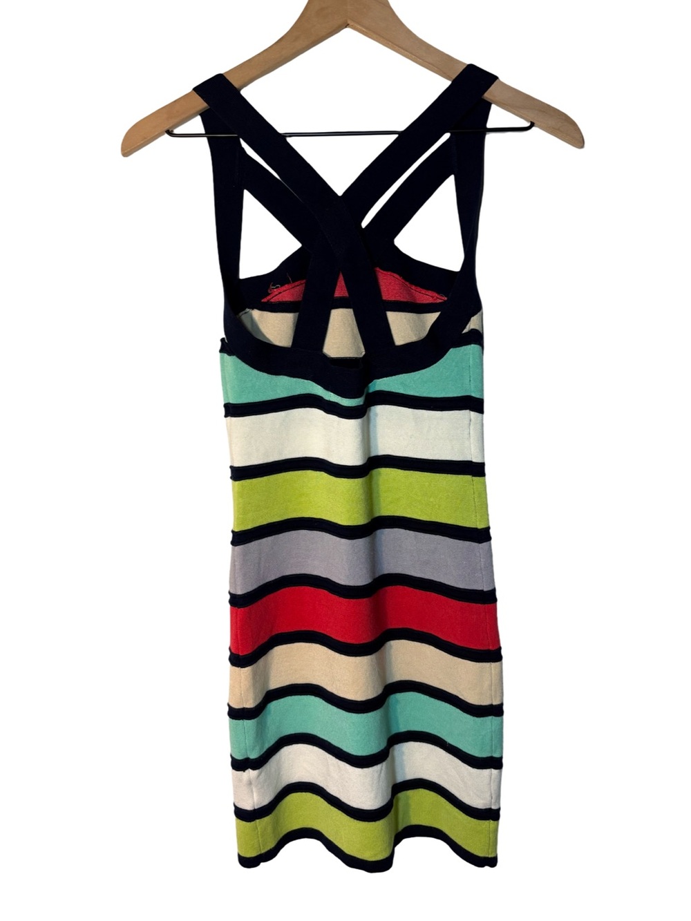 WOW Couture Bandage Bodycon Dress Colorblock Stripe Mini Herve Leger Style - Picture 5 of 8